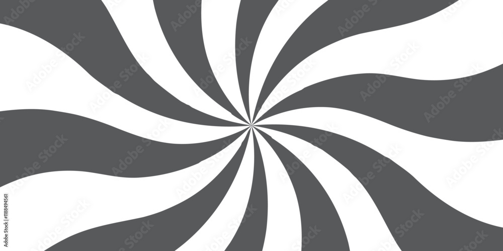 Abstract Swirling Optical Illusion. Monochrome Hypnotic Spiral Design. background with rays retro starburst. Spiral radial striped backdrop design. Sunburst background radial lines design