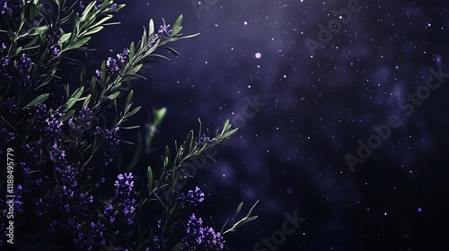 Nighttime purple flowers, dreamy background, nature, decorative photo