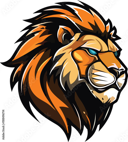 Vector logo lion, lion icon, lion head, Esport vector logo lion on white background side view, lion icon, lion head, lion sticker