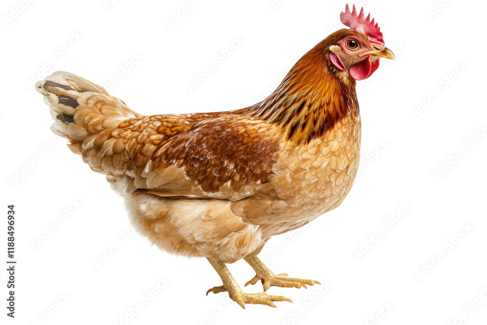 Fototapeta premium Beautiful Hen Isolated on a transparent Background Perfect for Farm and Culinary Themes