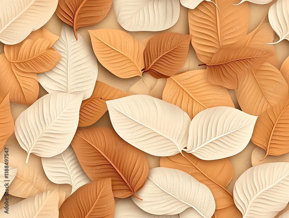Seamless abstract decorative 3d leaves pattern background, Abstract Seamless Decorative 3D Leaf Pattern Seamless abstract decorative 3d leaves pattern background, Abstract Seamless Decorative 3D Leaf Pattern