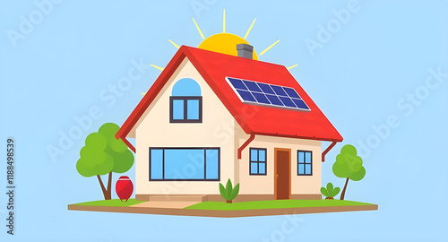 solar powerd house illustration photo