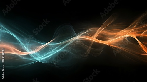 Abstract Smoke Waves on Black Background photo