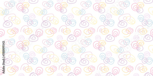 Seamless pattern  abstrack line fabric pattern for kids on white background.Hand drawn