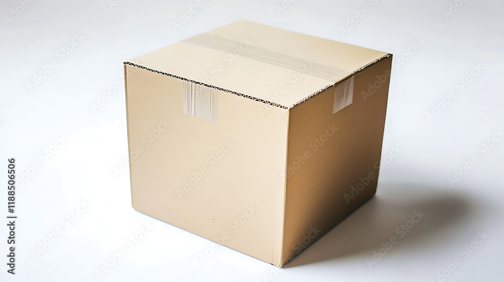 A single cardboard box with rounded edges, placed on a white background. A single cardboard box with rounded edges, placed on a white background.
