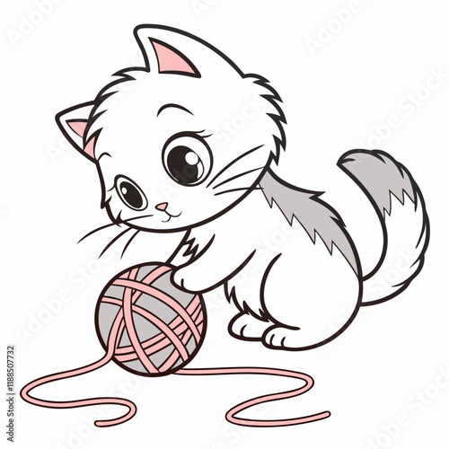 Kitten Playing with Yarn