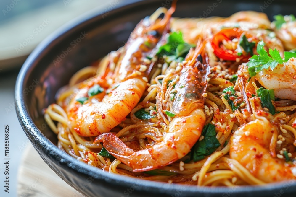 Jjampong is a spicy seafood noodle dish from Korea Jjampong is a spicy seafood noodle dish from Korea