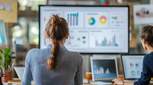 A virtual brainstorming session between team members working from home to create business strategies illustrations