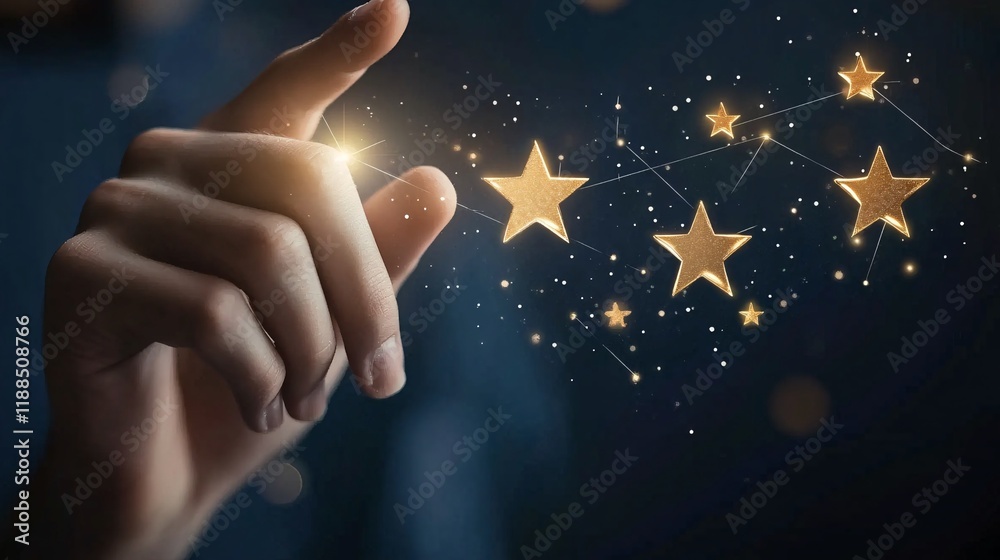 A close-up of a hand interacting with glowing golden stars against a dark background, symbolizing dreams and aspirations. A close-up of a hand interacting with glowing golden stars against a dark background, symbolizing dreams and aspirations.