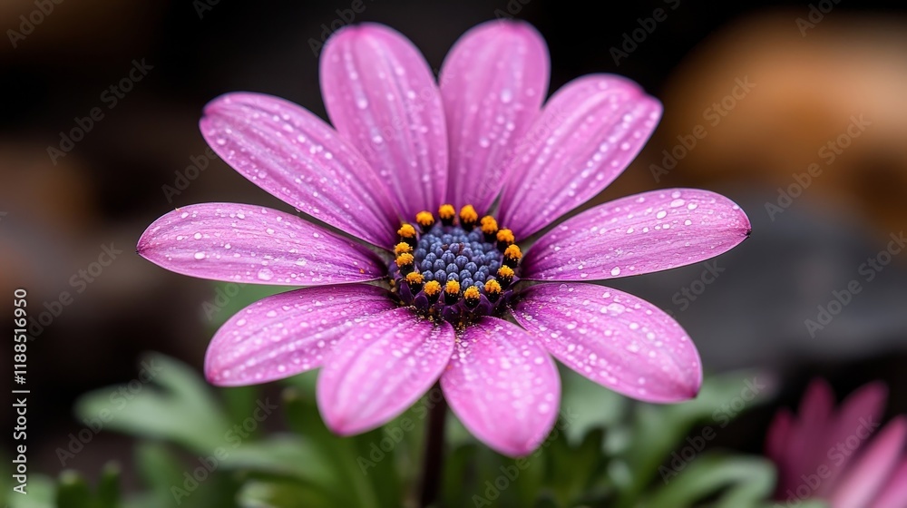 Close-up of a Dew-Kissed Osteospermum Flower Close-up of a Dew-Kissed Osteospermum Flower