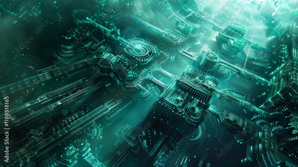 Naklejka premium Abstract Teal Tech Wallpaper