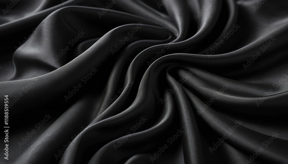 Obraz premium Elegant Draped Black Silk Fabric Texture Background: Luxurious Smooth Surface Closeup
