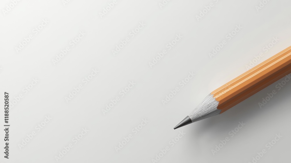 Close-up of a sharpened pencil on white paper, ready for writing or drawing. Close-up of a sharpened pencil on white paper, ready for writing or drawing.