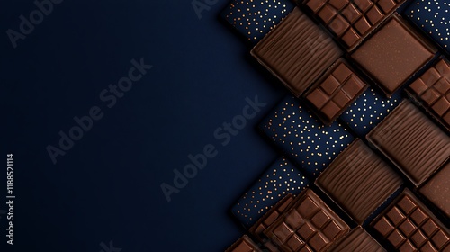 Chocolate Bars Pattern on Dark Background photo