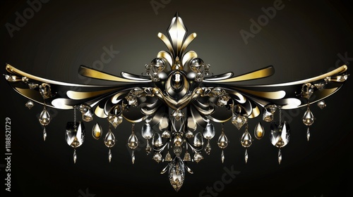 Opulent Black and Gold Crystal Chandelier Design with Exquisite Details