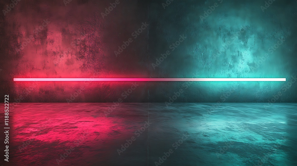 Obraz premium Neon gradient room, empty space, modern, studio, background, design