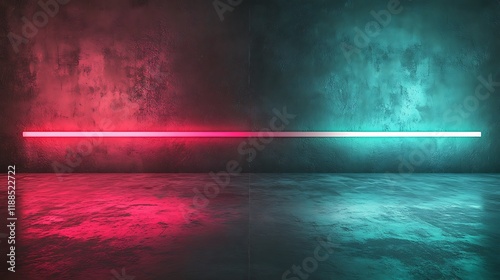 Neon gradient room, empty space, modern, studio, background, design photo