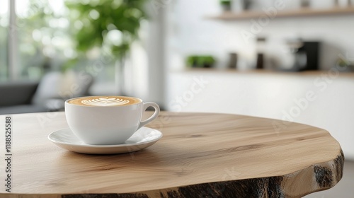 Wallpaper Mural Elegant Coffee Cup on Rustic Wooden Table in Bright Room Setting Torontodigital.ca