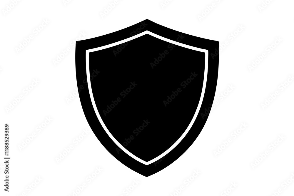 Simple black shield graphic, perfect for security and protection themes Simple black shield graphic, perfect for security and protection themes