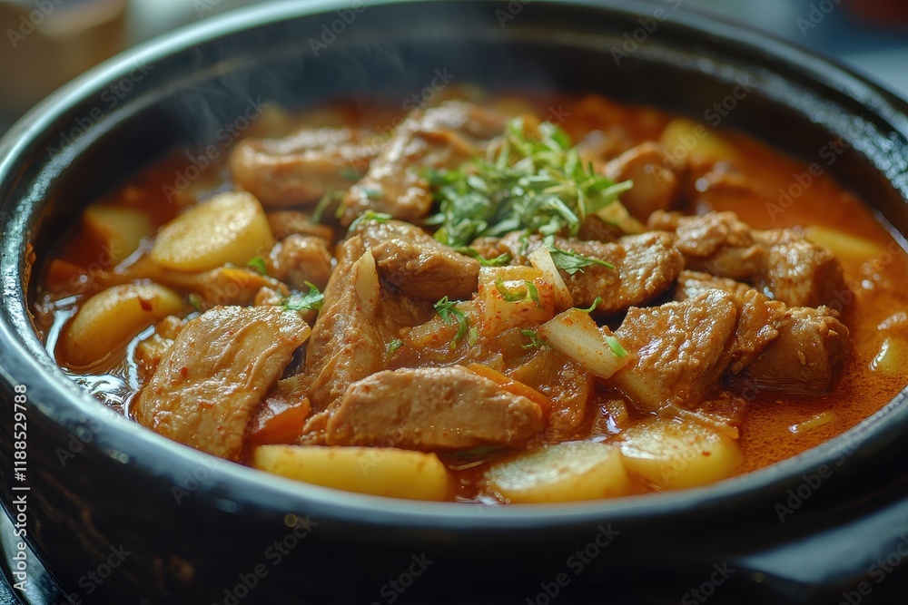 Korean cuisine including budae jjigae galbitang bulgogi grilled pork belly and various side dishes like kimchi cucumbers potatoes and vegetables Korean cuisine including budae jjigae galbitang bulgogi grilled pork belly and various side dishes like kimchi cucumbers potatoes and vegetables