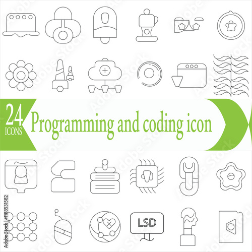  Programming and coding icon set. Software development icon collection. Contains such Icons as code, api, programmer, developer, information technology, coder and more See Less