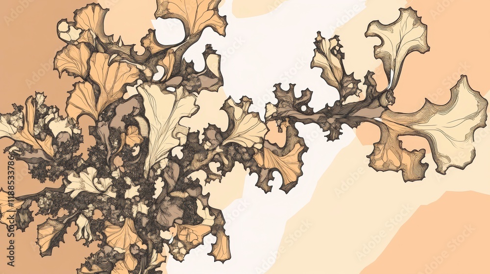 Naklejka premium Intricate Botanical Design: A Detailed Exploration of Organic Forms