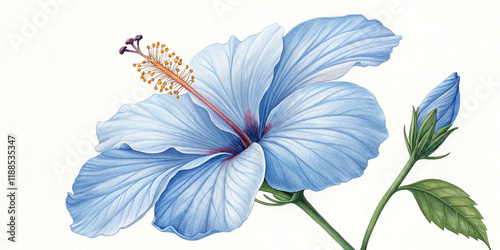 A Blue Hibiscus Flower Isolated on a Clean White Background for Visual Appeal