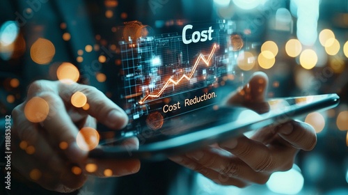 Ai generates cost reduction strategies business setting digital content professional environment closeup viewpoint photo