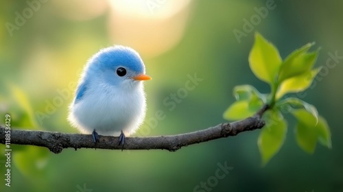 A small blue bird sitting on a tree branch