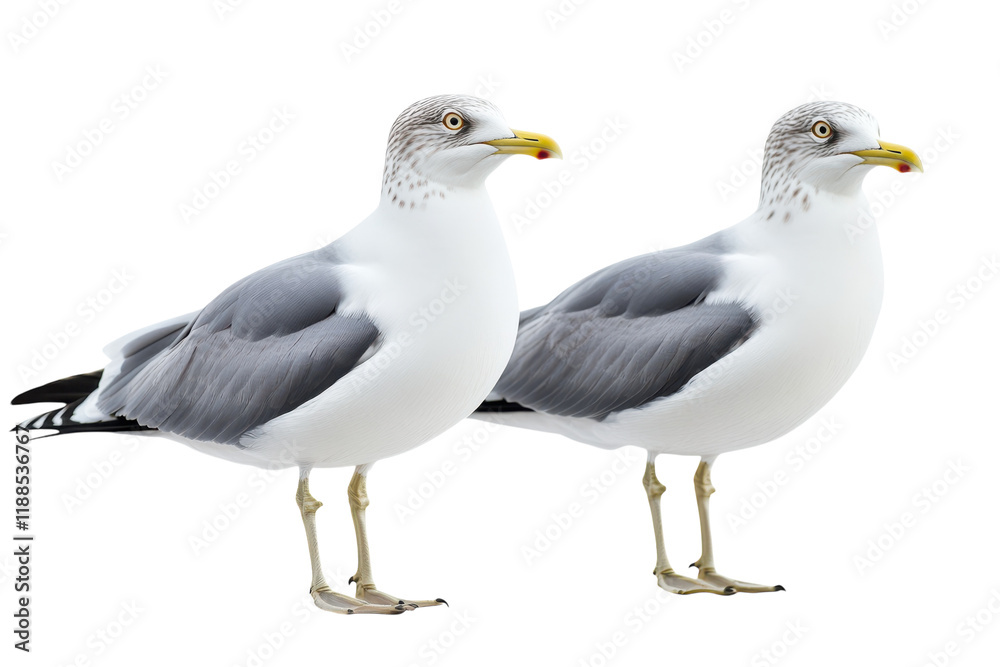 Obraz premium Seagulls Isolated on a transparent Background Perfect for Nature and Wildlife Illustrations