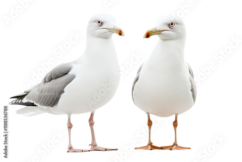 Beautiful seagulls isolated on transparent background ideal for advertising and designs use