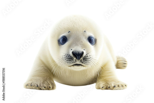 Adorable seal pup isolated on a clean transparent background perfect for wildlife education