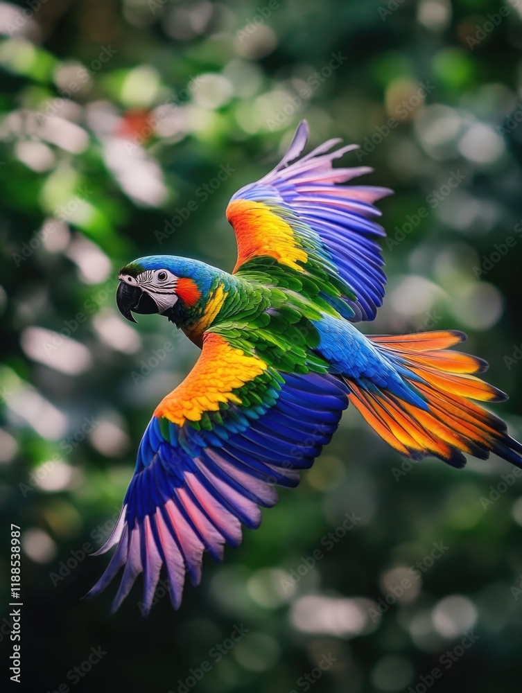 Obraz premium Macaw Parrot in Flight