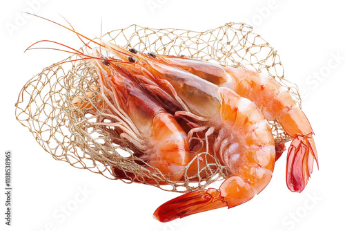Isolated Shrimp Net on transparent Background for Marine Life Education and Culinary Use