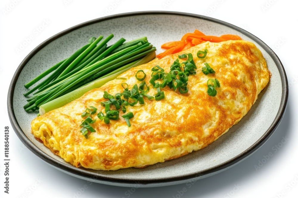 Korean rolled omelette called Gyeran Mari a savory side dish made with eggs carrots scallions and chives Banner sized top view Korean rolled omelette called Gyeran Mari a savory side dish made with eggs carrots scallions and chives Banner sized top view