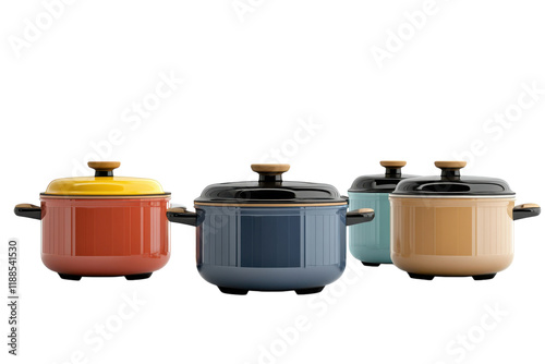 Slow Cookers Isolated on transparent Background for Culinary Advertising and Recipes