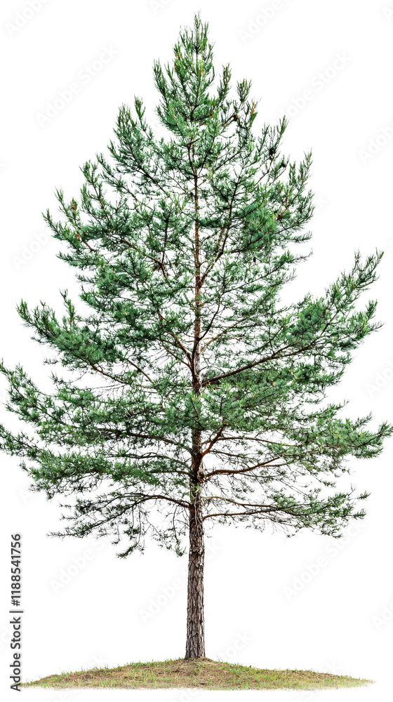 Pine tree with dense needles isolated on Transparent background, PNG file Pine tree with dense needles isolated on Transparent background, PNG file