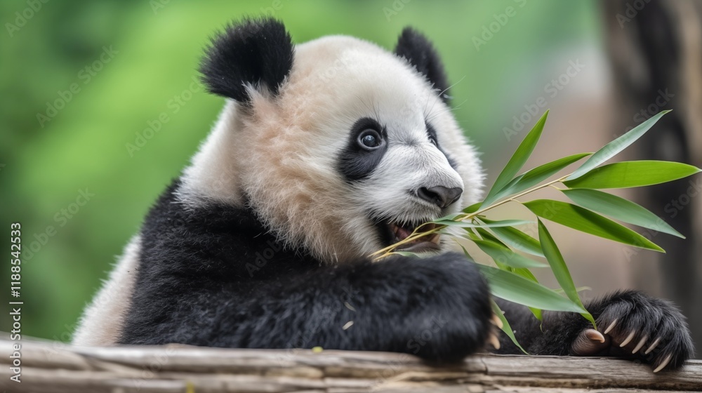 Obraz premium Panda Munching Bamboo