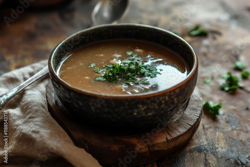 Korean soybean stew doenjang guk miso soup photo