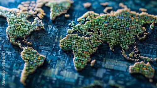 3d password text technology earth map