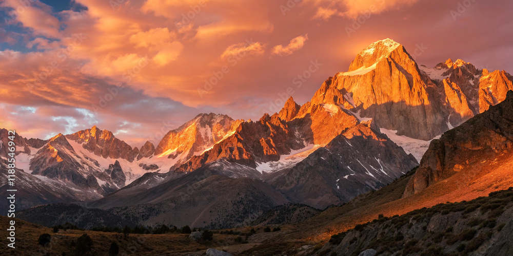 Obraz premium Witness the Stunning Panoramic View of a Golden Sunset as Day Turns to Night