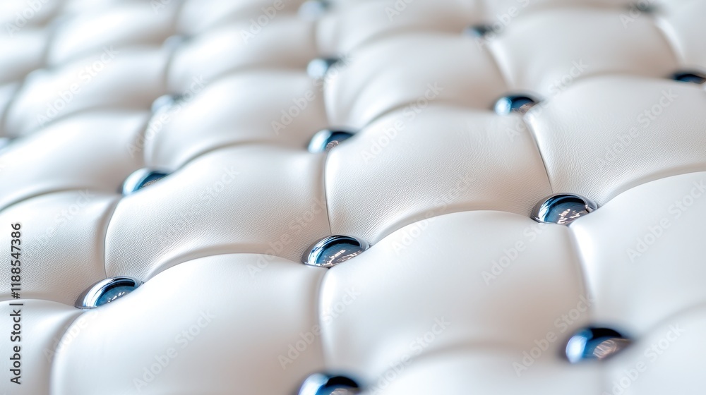 Obraz premium A close up of a white leather upholstered headboard with buttons