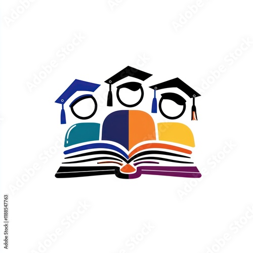 Three Graduates Celebrating Education With An Open Book