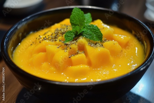 Mango cheese pie bingsu a Korean dessert in Bangkok Thailand Asia photo