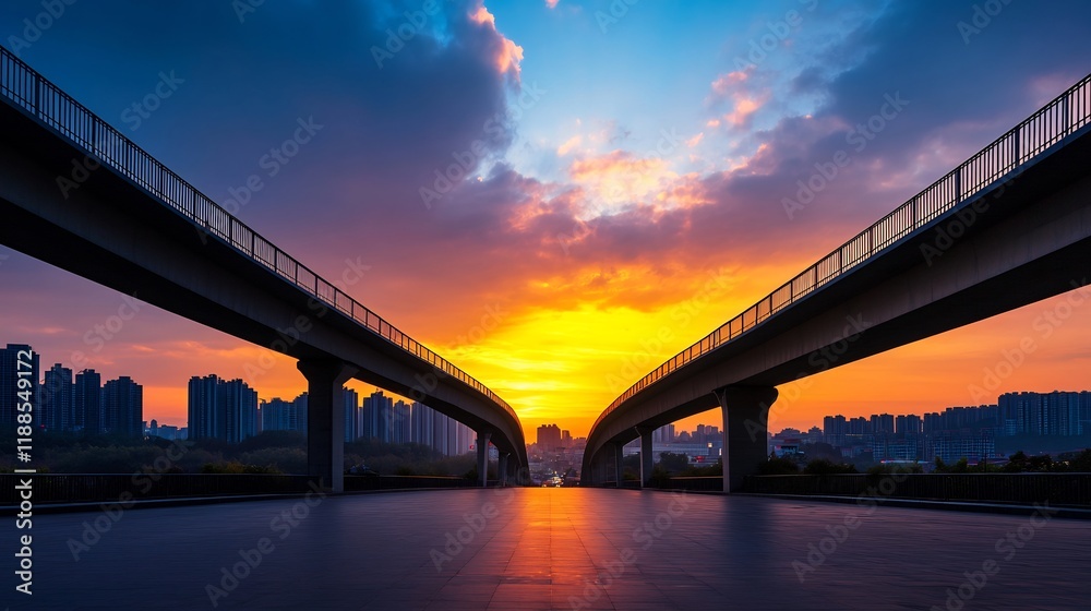 Stunning Sunset View from City Bridge at Dusk Stunning Sunset View from City Bridge at Dusk
