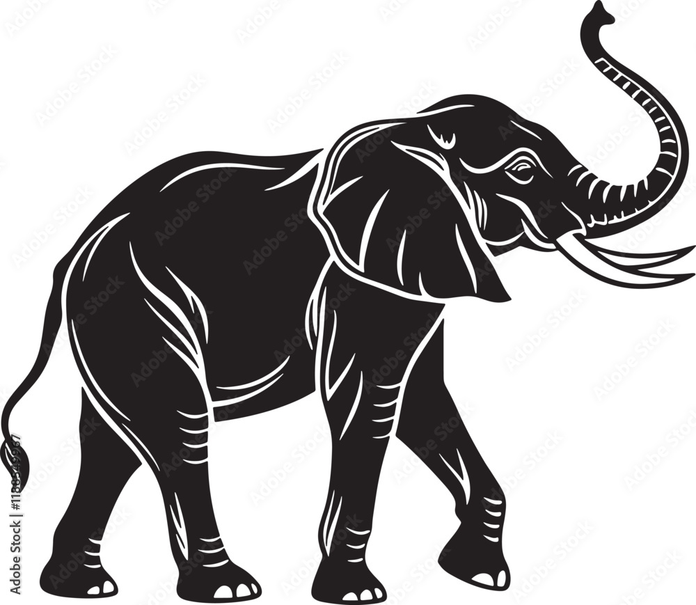 Obraz premium Adobe IllustratElephant Silhouette vector illustration set isolated on white background-Elephant Silhouette Silhouette, Files for Cutting Cricut and Silhouette, Isolatedor Artwork