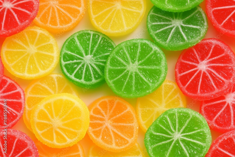 Obraz premium Seamless Bright and Colorful Candy Marmalade Lemon Pattern, Abstract Design with Vibrant Texture