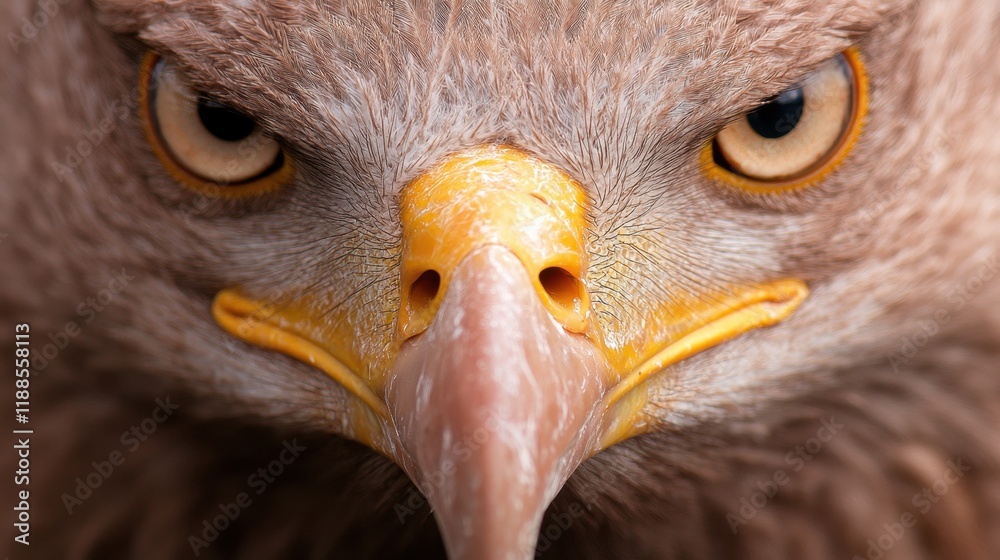 Naklejka premium A close up of an eagle's face with yellow beak