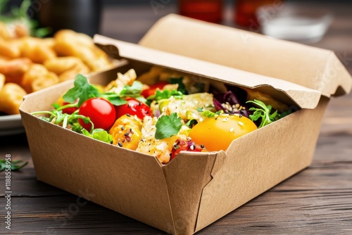 single use brown paper food box