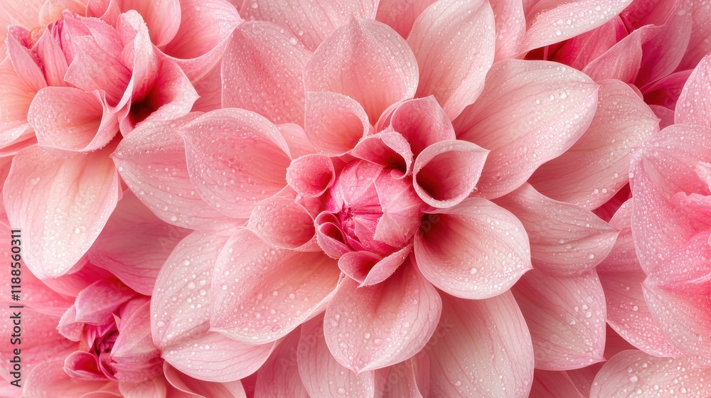 Obraz premium A bunch of pink flowers with water droplets on them